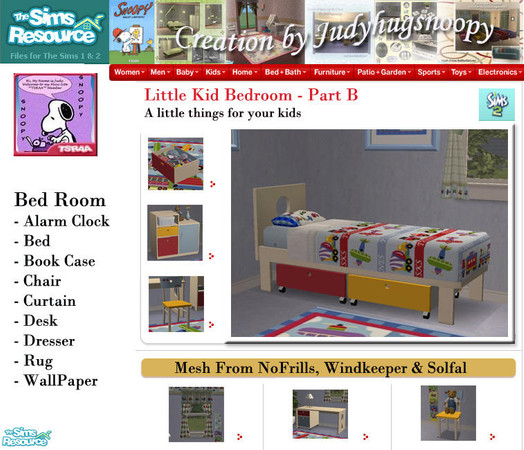 Sims 2 — Judy Little Kid Bedroom - Single Bed by judyhugsnoopy — Another choice for your little kid bed room. Recolor of