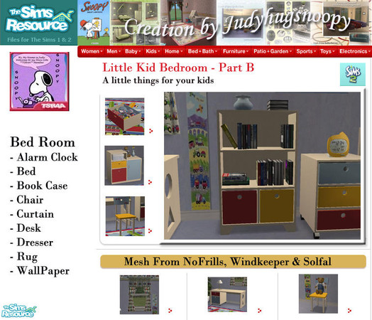 Sims 2 — Judy Little Kid Bedroom - Bookcase by judyhugsnoopy — Another choice for your little kid bed room. Recolor of