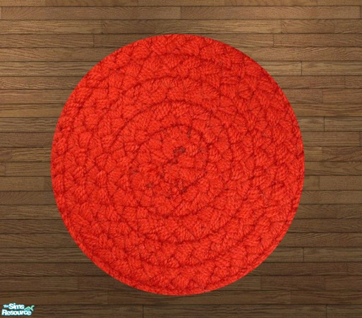 Sims 2 — Hand-Woven Solid Round Rugs - Scarlet Rug by Riverwillows — Genuine hand-woven, round-braided 3x3 rugs. Perfect