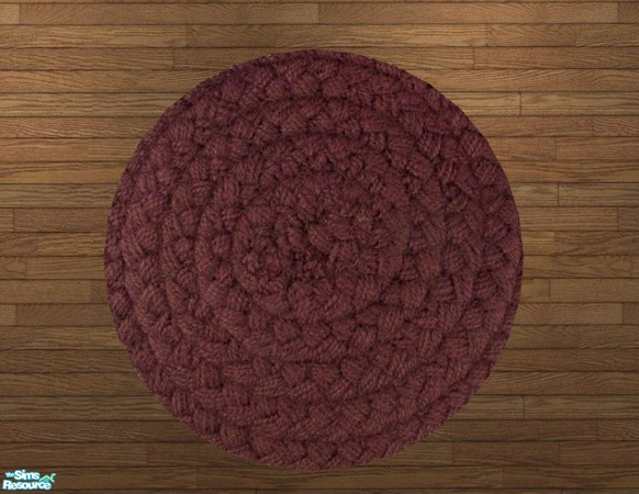 Sims 2 — Hand-Woven Solid Round Rugs - Burgandy Rug by Riverwillows — Genuine hand-woven, round-braided 3x3 rugs. Perfect