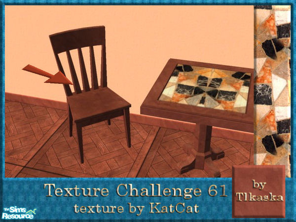 Sims 2 — TC61 KatCat\'s Kitchen - Dining Chair by tlkaska — This orange tiled kitchen with whethered wood furniture and