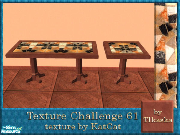 Sims 2 — TC61 KatCat\'s Kitchen - Dining Table by tlkaska — This orange tiled kitchen with whethered wood furniture and