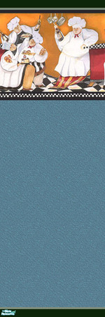 Sims 2 — In the Kitchen - Denim Wall Collection by dancbauer — Wallcoverings by Danielle Denim Chef w/Border This set