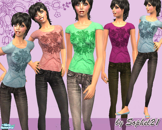 Sims 2 — SO_Collection_042 by Sophel21 — Set of 4 whole outfits for female adult and young adult. They come with: jeans,