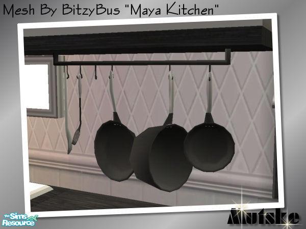 Sims 2 — Rack by Mutske — Kitchen recolor of the Maya Kitchen set by BitzyBus in chrome and a black wood.