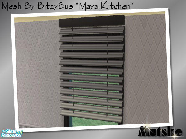 Sims 2 — Blinds by Mutske — Kitchen recolor of the Maya Kitchen set by BitzyBus in chrome and a black wood.