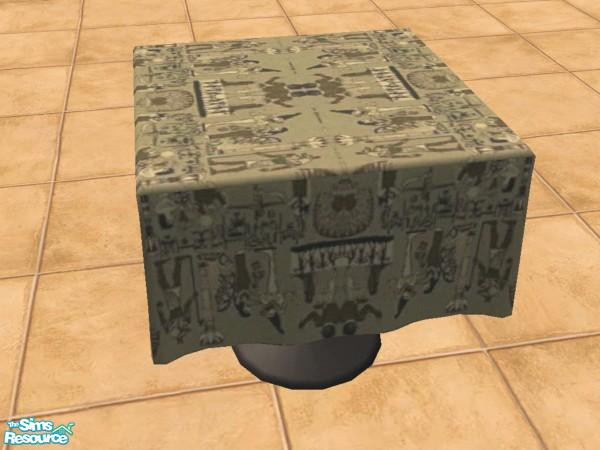 Sims 2 — Pharaoh's Restaurant - Dining - Table by luvs10s — Light Egyptian fabric table cloth for Maxis Good Taste Dining