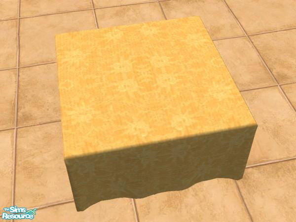 Sims 2 — Pharaoh's Restaurant - Dining - Table by luvs10s — Dark golden fabric table cloth for Maxis Good Taste Dining