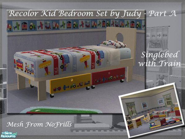 Sims 2 — Judy Little Kid Bedroom Set-SingleBed by judyhugsnoopy — Recolor of "NoFrills Litter Thinker Single