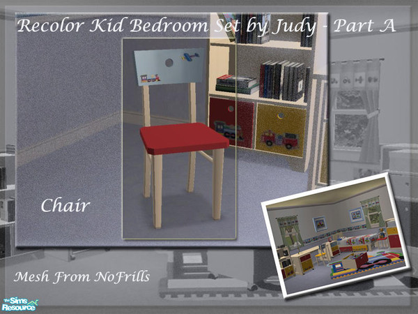 Sims 2 — Judy Little Kid Bedroom Set-Chair 1 by judyhugsnoopy — Recolor of "NoFrills Litter Thinker Chair" with