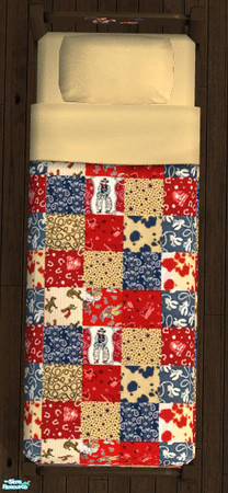 Sims 2 — Cowpoke Furniture for Boys!  - Bedding by Shannanigan — Fun Quilted Pattern. If you want matching curtains,