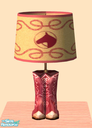 Sims 2 — Cowpoke Furniture for Girls - Boot Lamp by Shannanigan — This is the mesh file required for recolors to work in