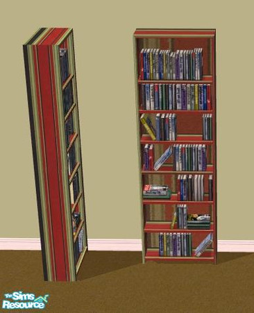 Sims 2 — NK Red Stripe Living Room - Bookcase by MoMama — The NK Red Stripe Bookcase for those Sims with a thirst for