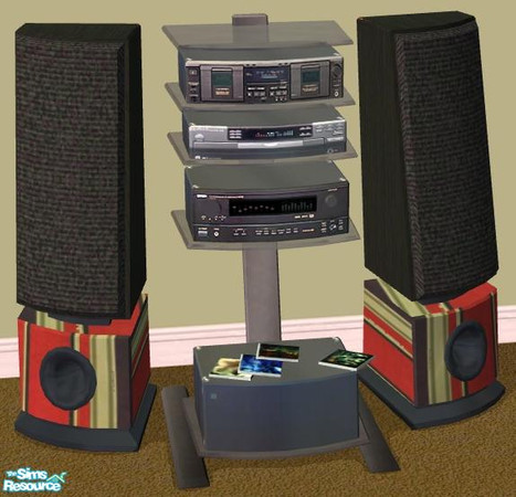 Sims 2 — NK Red Stripe Living Room - Stereo by MoMama — For your Sims' listening pleasure.