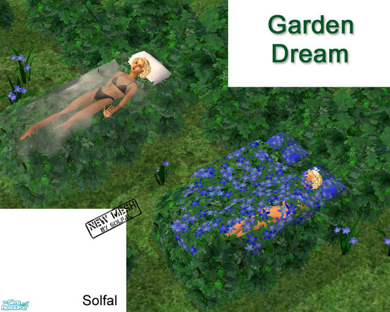 Sims 2 — Garden Dream by solfal — Dubble bed for the garden with matching bedding. Sleep wrapped in mist under the stars