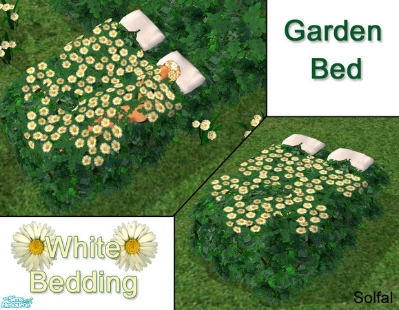 Sims 2 — Garden Dream White Bedding by solfal — Use this with my garden bed. Looks bad with Maxis beds.