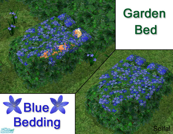 Sims 2 — Garden Dream  Blue Flower Bedding by solfal — Use this with my garden bed. Looks bad with Maxis beds.