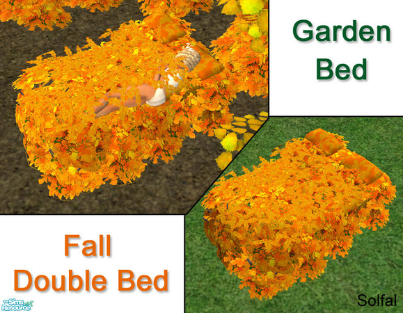Sims 2 — Garden Dream  Double Bed Fall by solfal — Sleep in the garden. Use it with the garden dream beddings.