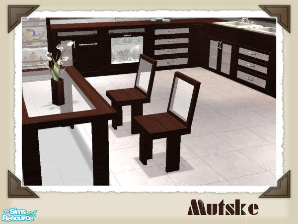 Sims 2 — Chair - Dark Mahogany by Mutske — Kitchen recolor of the Maya Kitchen set by BitzyBus in Dark Mahogany.