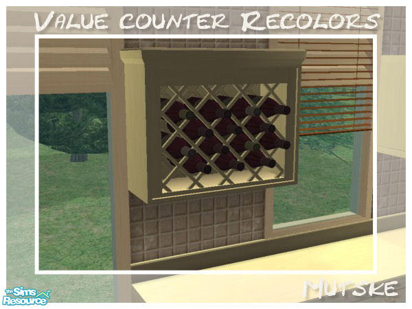 Sims 2 — Juice Rack Natural by Mutske — Recolors from the Value Counter and the Juice Rack. Uppercabinets are made by