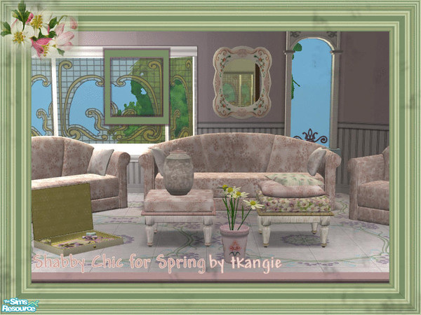 Sims 2 — Shabby Chic for Spring - Pink by thkehne — The sofa texture will also recolor the matching loveseat and