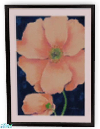 Sims 2 — Nifty 50's Coral Poppy Print by dancingaphrodite — Coral Poppy fits perfectly into any 1950's style home.