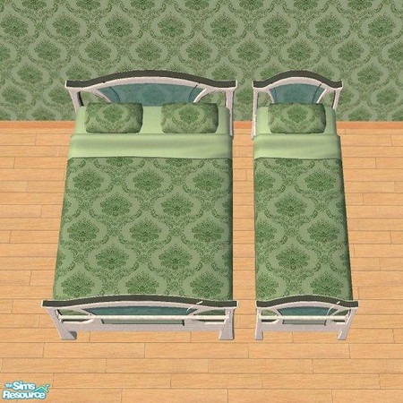 Sims 2 — D2DVictorian Green Bedding by D2Diamond — Green bedding that match my Victorian wallpapers! The Soma Glass bed