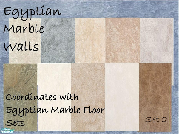 Sims 2 — Egyptian Marble Walls Set 2 by munchkin_brat — Additional marble wall colors.