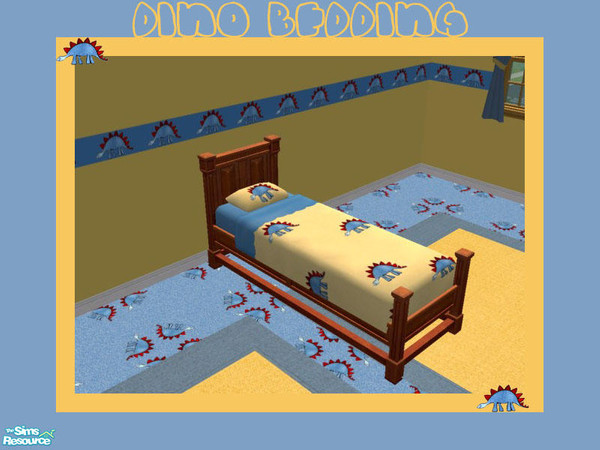 Sims 2 — Dino Bedding by Shakeshaft — Part of a Dino themed bedroom and nursery set, everything you need for a colourful