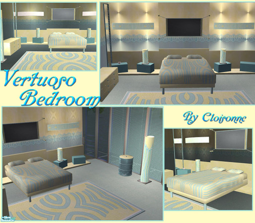 Sims 2 — Virtuoso Bedroom by Cloisonne — complimenting pastels,give the room a feeling of calm.Recolor created with