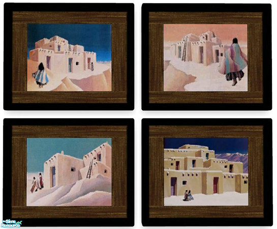 Sims 2 — Deborah Hiatt Painting Grouping by dancingaphrodite — One of my favorite artists specializing in southwestern