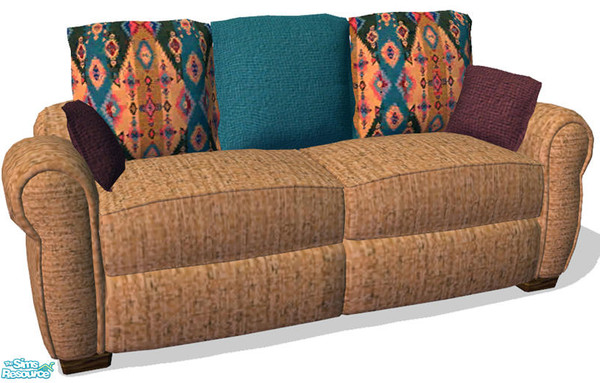 Sims 2 — Sierra Vista Loveseat by dancingaphrodite — Bold geometric pattern in the colors of a desert sunset combine with