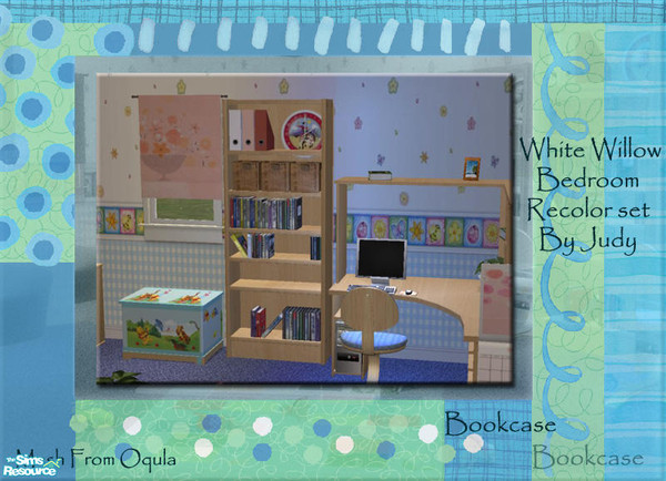 Sims 2 — Judy White Willow Bedroom - Bookcase by judyhugsnoopy — Recolor of "Oqula White Willow Bedroom Set"