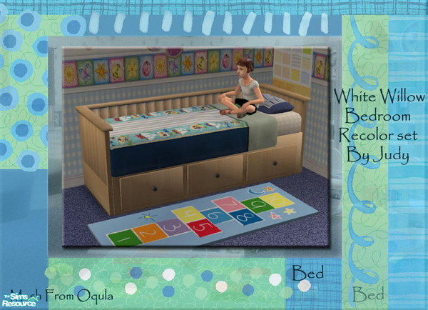 Sims 2 — Judy White Willow Bedroom - Bed by judyhugsnoopy — Recolor of "Oqula White Willow Bedroom Set" Hope