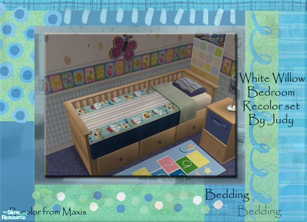 Sims 2 — Judy White Willow Bedroom - Bedding by judyhugsnoopy — Recolor of Maxis Bedding. Hope you like it :D