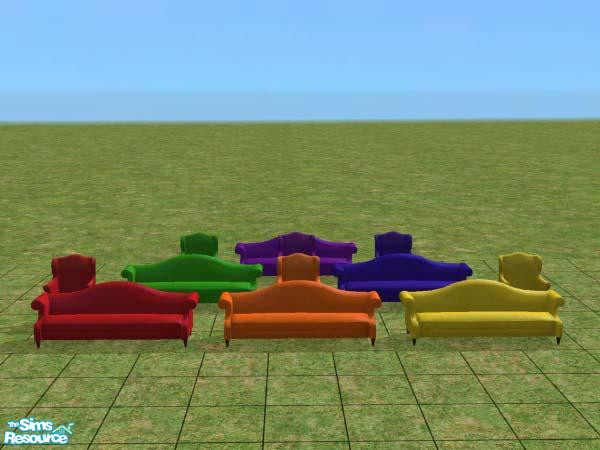 Sims 2 — Maxis Recolors - The Brights by ApotheCari — Recolors of the Maxis Sofa of Substance and the Maxis Luxaire King