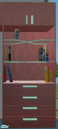 Sims 2 — Darube Bedroom - Cabinet2 by Cloisonne — Decorative Cabinet in wine and Aqua.