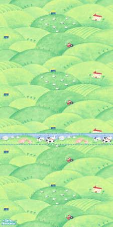 Sims 2 — Countryside Cows - Wall 2 by pegasussims — A wall to go with the Countryside Collection.