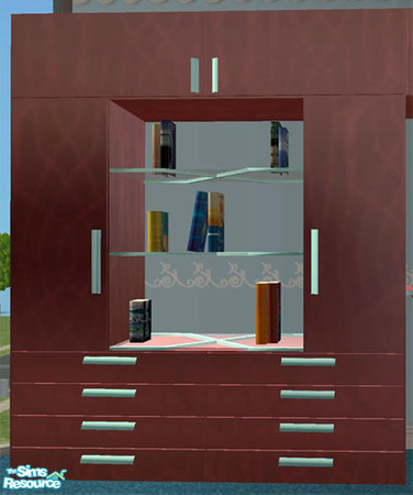 Sims 2 — Darube Bedroom - Cabinet6 by Cloisonne — Wine and Aqua Decorative cabinet.
