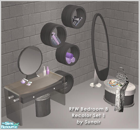 Sims 2 — RFW Bedroom B - Recolor set 1 by Sunair — RFW Bedroom B - Recolor set 1 (black)