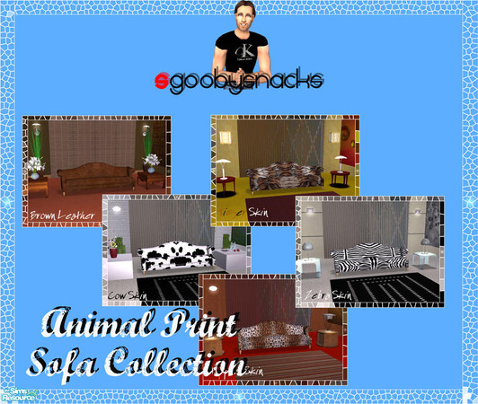 Sims 2 — Animal Print Sofa Collection by sgoobysnacks — Ok here are 5 animal print sofas for you.....no animnals where