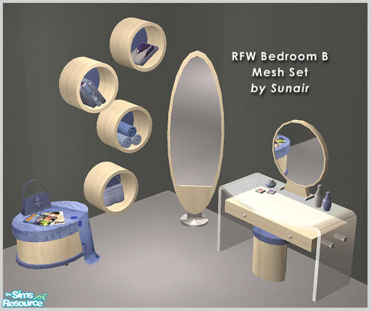 Sims 2 — RFW Bedroom B - Mesh set by Sunair — RFW Bedroom B - Mesh set (lightwood)
