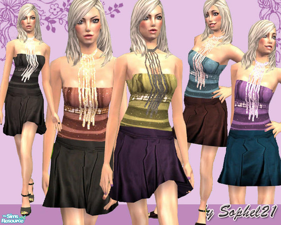 Sims 2 — SO_ElderCollection_001 by Sophel21 — Set of 5 whole outfits for elder female. They comes with: Bandeau top,