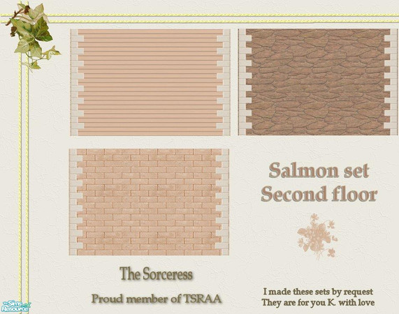 Sims 2 — JJs salmon second floor set by thesorceress — Made by request, by The Sorceress. Also for Mac players. Enjoy!!