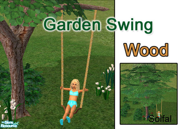 Sims 2 — Garden Swing Wood by solfal — Combine the this recolour of Maxis swing with swing tree to get it to look like a