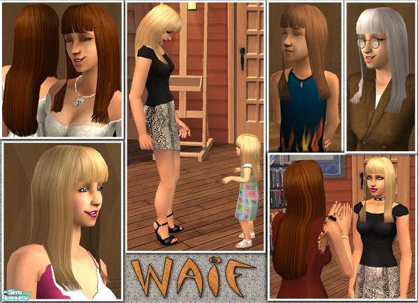 Sims 2 — Waif by Dr Pixel — Simple long, straight hair with bangs for all ages, toddler through elder. Made with Wes