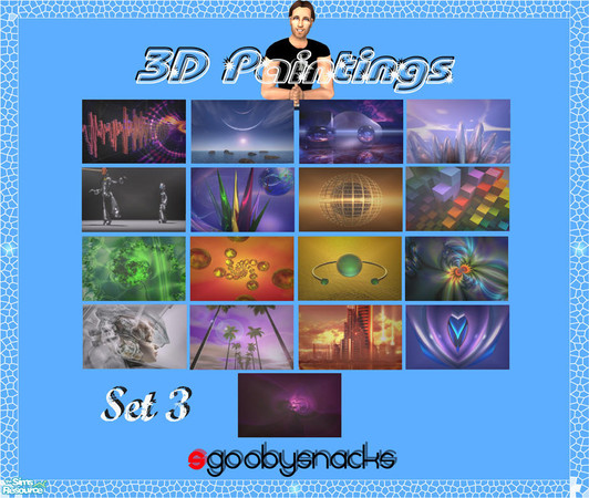 Sims 2 — 3D Pictures Set 3 by sgoobysnacks — 3D Pictures Set 3 is based on the "2 Dogs And An Olive" 4 tile