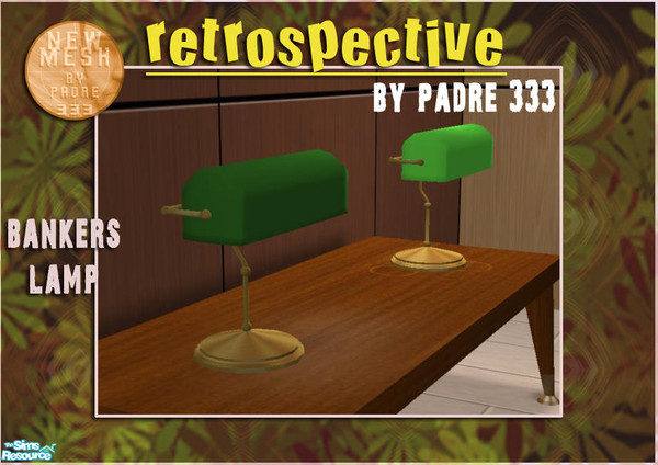 Sims 2 — Retrospective Livingroom - BankersLamp by Padre — A bankers lamp for your sims to read by. Have fun!