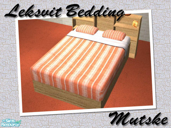 Sims 2 — Leksvit Bedroom - Bedding by Mutske — Nice bedding matches the Leksvit Bed.