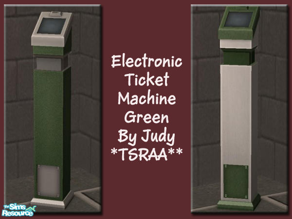 Sims 2 — Judy_Electronic Ticket Machine Green by judyhugsnoopy — Recolor of Maxis Electronic Ticket Machine. Hope you